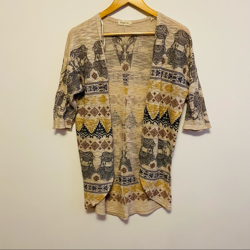 Elephant print light weight cardigan